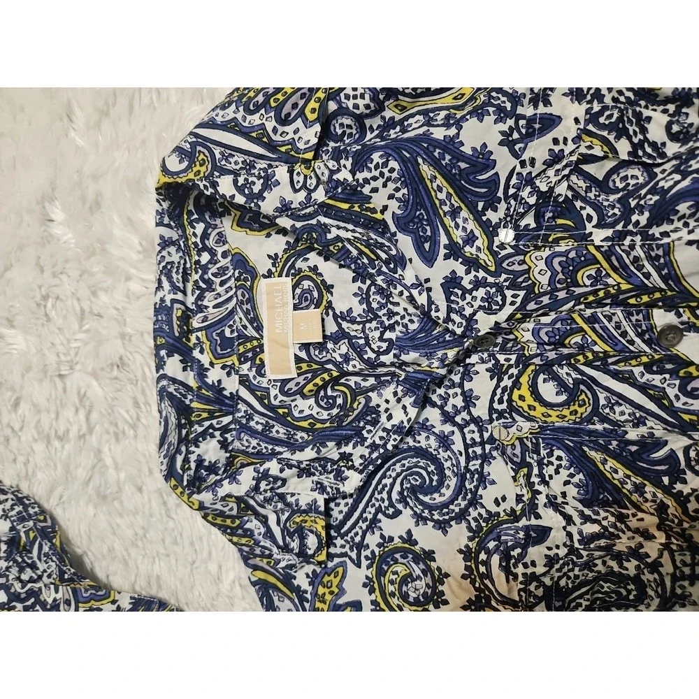 Michael Kors Women's Top Long Sleeve‎ Blouse Shirt Paisley Print Size Medium